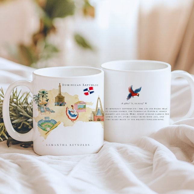 Illustrated Map Dominican Republic | Monogram Coffee Mug (Creator Uploaded)