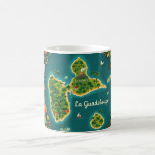 Illustrated Map Guadeloupe – Tropical Island Gua Coffee Mug