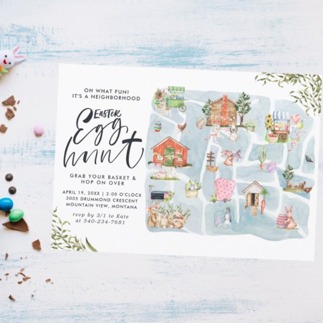 Illustrated Map | Neighborhood Easter Egg Hunt Invitation (Creator Uploaded)