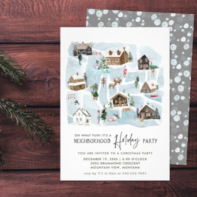Illustrated Map | Neighborhood Holiday Party Invitation (Creator Uploaded)