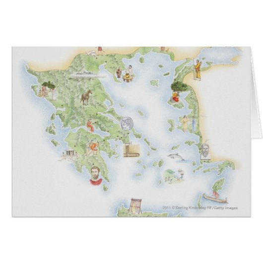 Illustrated map of Ancient Greece Cards (Front Horizontal)