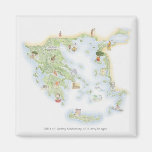 Illustrated map of Ancient Greece Magnet