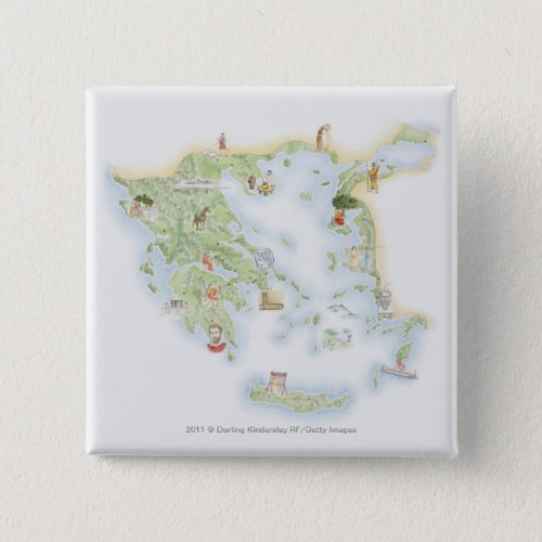 Illustrated map of Ancient Greece Pinback Button