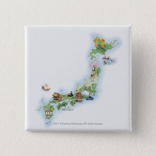 Illustrated map of ancient Japan Button