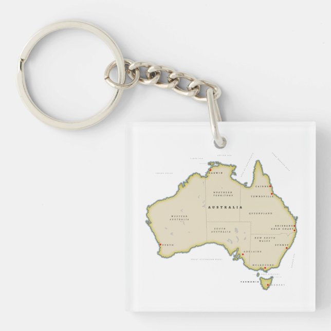Illustrated map of Australia Keychain (Front)