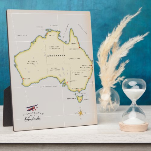 Illustrated map of Australia Plaque