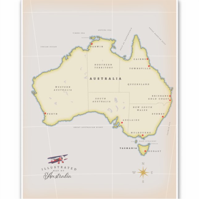 Illustrated map of Australia Sticker (Front)