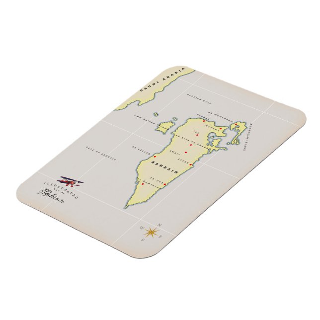 Illustrated Map of Bahrain Magnet (Left Side)