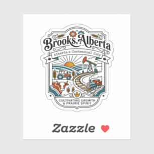 Illustrated Map of Brooks Alberta Canada Sticker