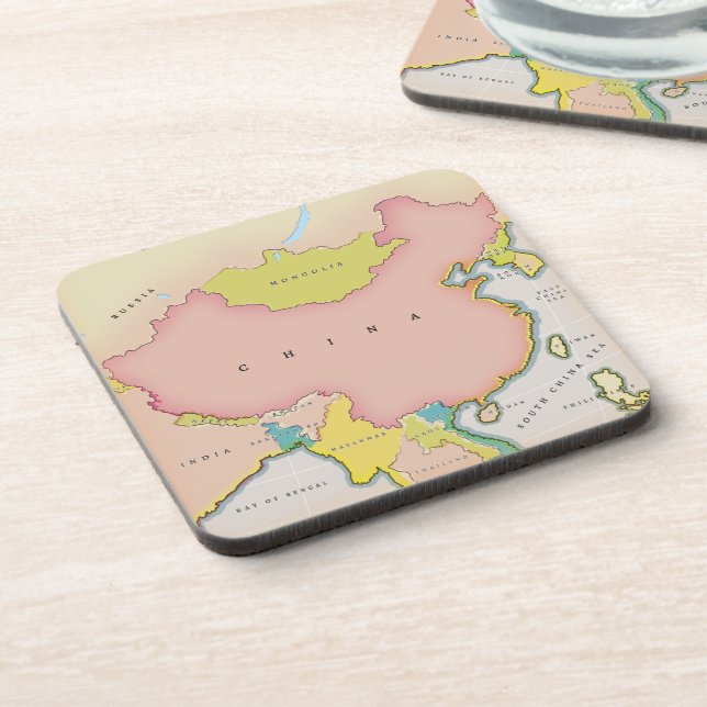 Illustrated map of china beverage coaster (Left Side)