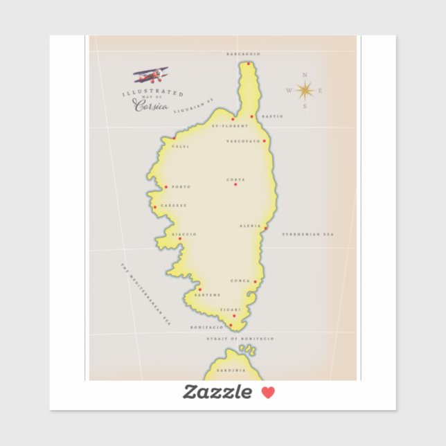 Illustrated map of Corsica Sticker (Sheet)