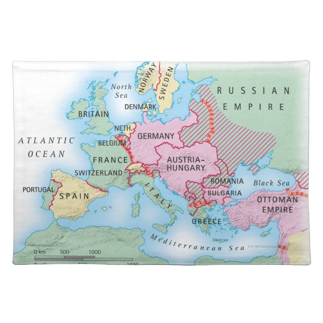 Illustrated Map of Europe Placemat (Front)