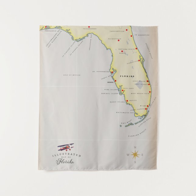 Illustrated map of Florida Tapestry (Front)