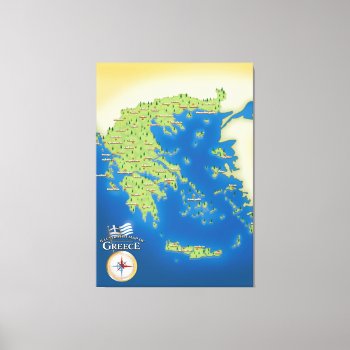 Illustrated Map Of Greece. Canvas Print by bartonleclaydesign at Zazzle