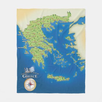 Illustrated Map Of Greece. Fleece Blanket by bartonleclaydesign at Zazzle