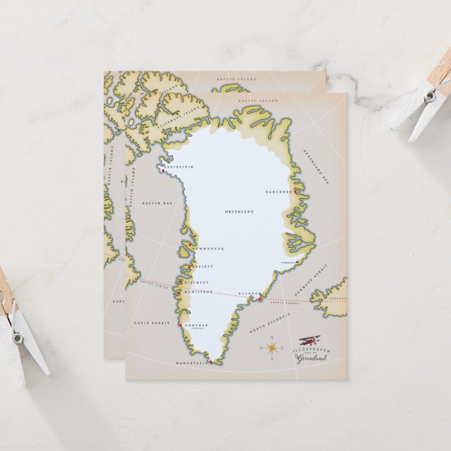 Illustrated map of Greenland (Front/Back In Situ)