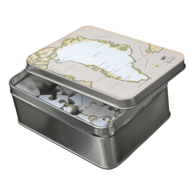 Illustrated map of Greenland Jigsaw Puzzle (Lid Open)