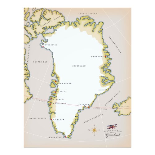 Illustrated map of Greenland Photo Print