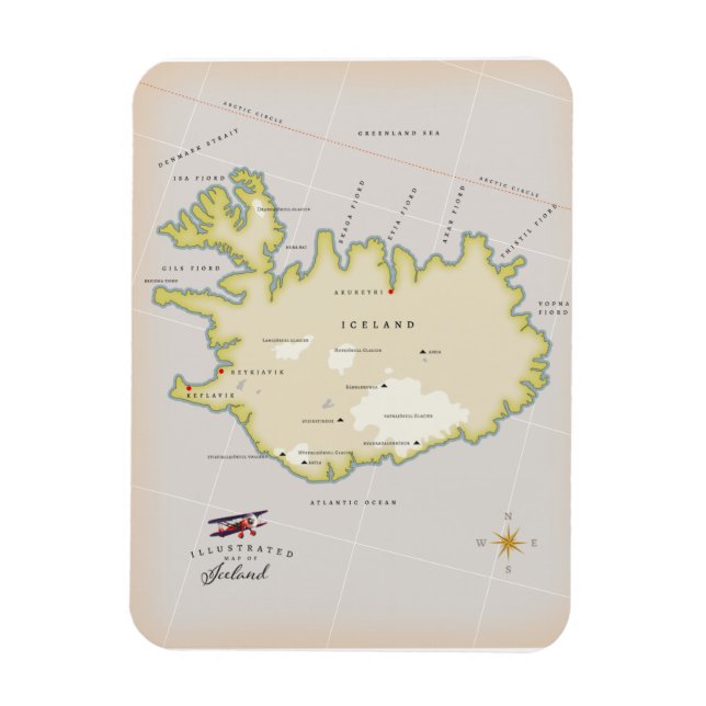 Illustrated map of Iceland Magnet (Vertical)