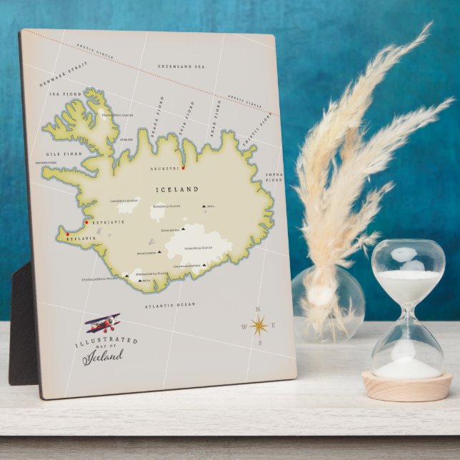 Illustrated map of Iceland Plaque (Side)