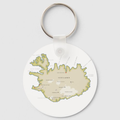 Illustrated map of Iceland Trivet Coaster Keychain