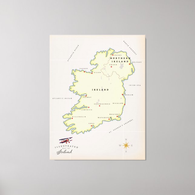 Illustrated Map of Ireland Canvas Print (Front)