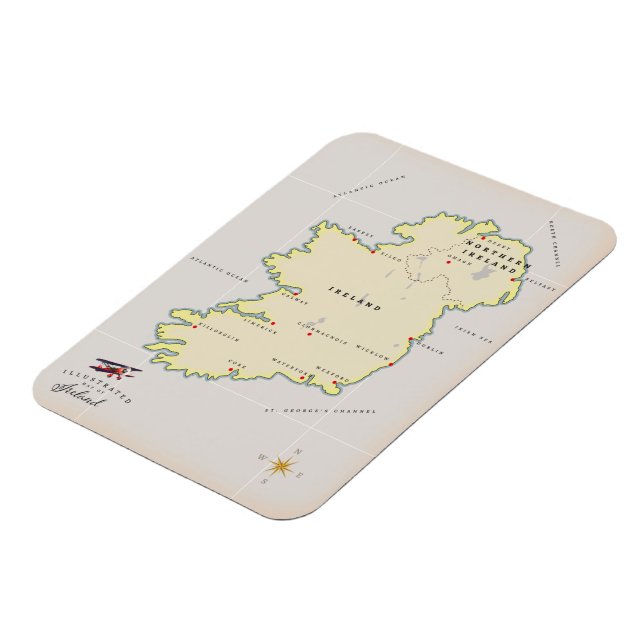 Illustrated Map of Ireland Magnet (Left Side)