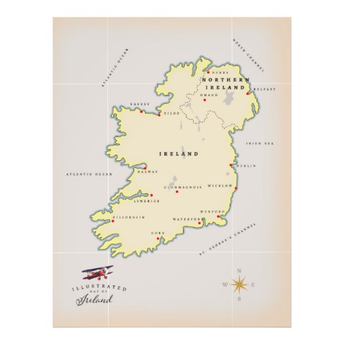 Illustrated Map of Ireland Photo Print