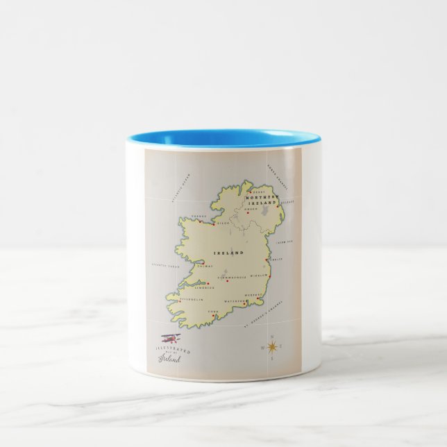 Illustrated Map of Ireland Two-Tone Coffee Mug (Center)