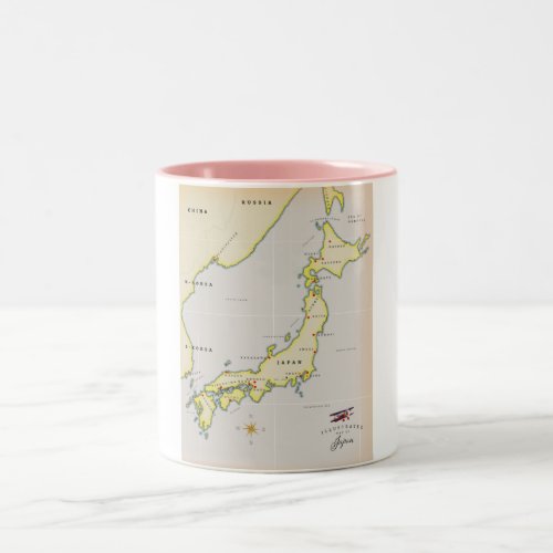 Illustrated map of Japan Two_Tone Coffee Mug