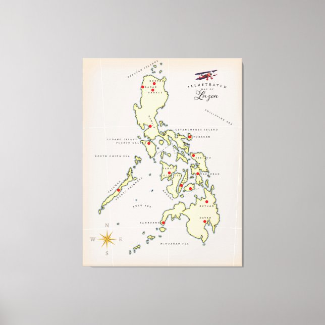 Illustrated map of Luzon Philippines map Canvas Print (Front)