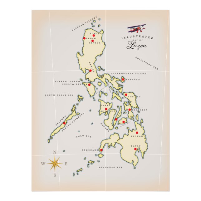 Illustrated map of Luzon Philippines map Photo Print (Front)