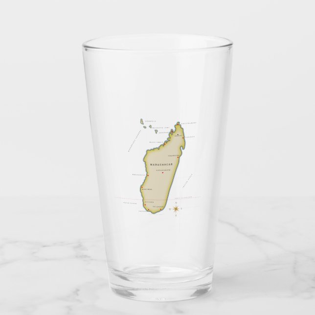 Illustrated map of Madagascar Glass (Front)