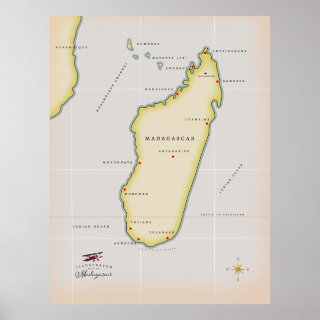Illustrated map of Madagascar Poster (Front)
