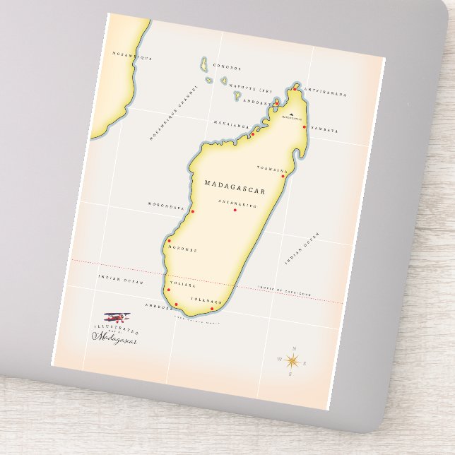 Illustrated map of Madagascar Sticker (Detail)