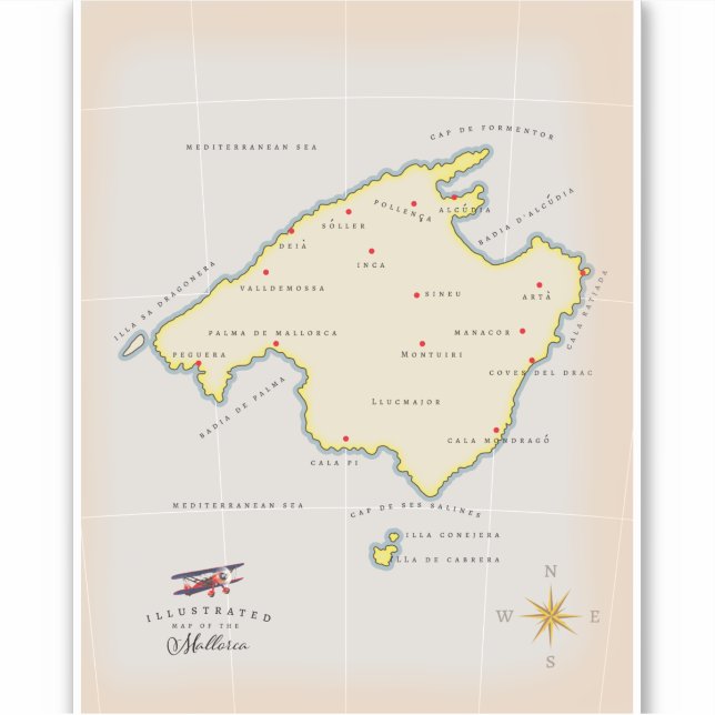 Illustrated map of Mallorca Sticker (Front)