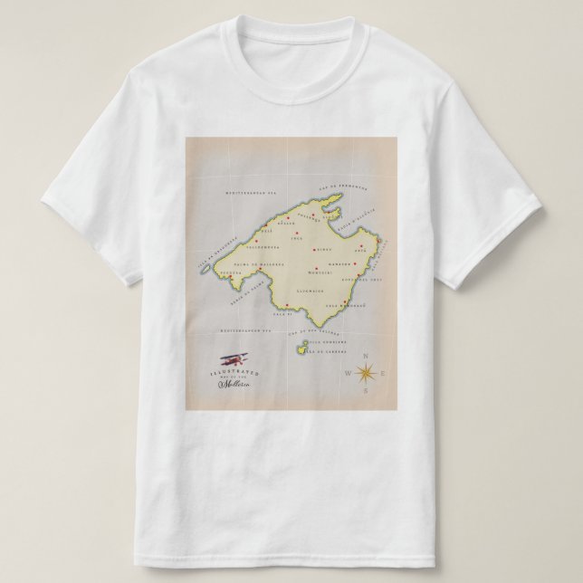 Illustrated map of Mallorca T-Shirt (Design Front)