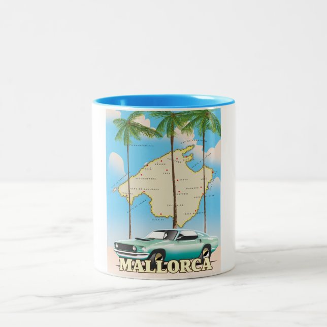 Illustrated map of Mallorca Two-Tone Coffee Mug (Center)