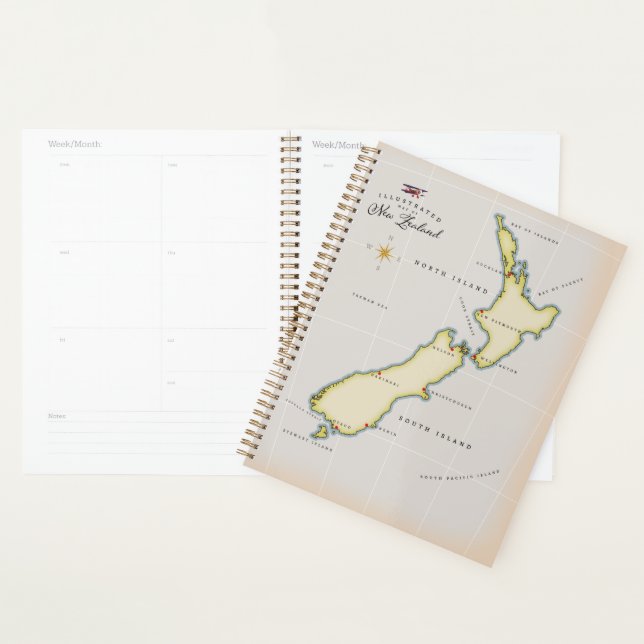 Illustrated map of New Zealand Planner (Display)