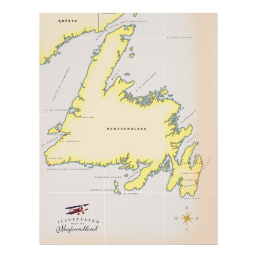 Illustrated map of Newfoundland Photo Print