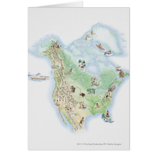 Illustrated map of North America Cards (Front)