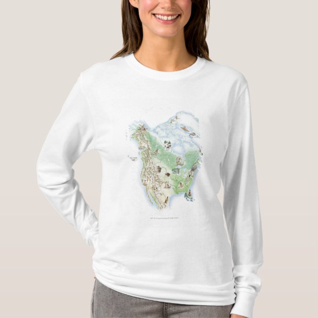 Illustrated map of North America T-Shirt (Front)