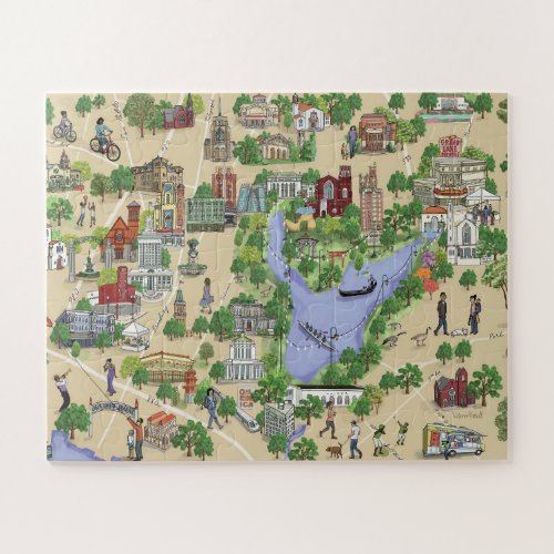 Illustrated Map of Oakland Lake Merritt Puzzle