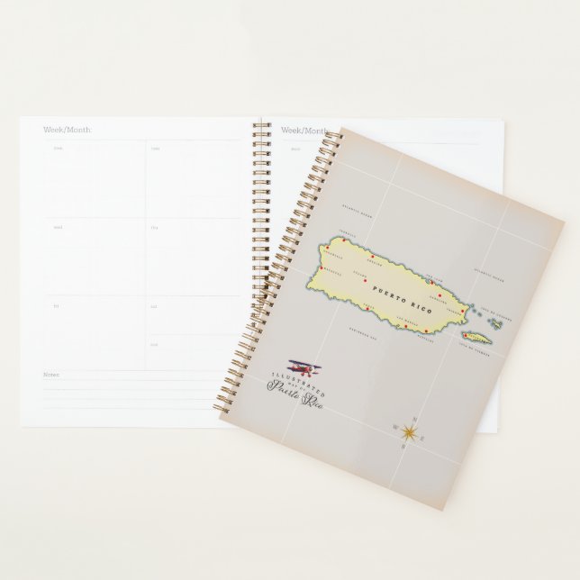Illustrated map of Puerto Rico. Planner (Display)