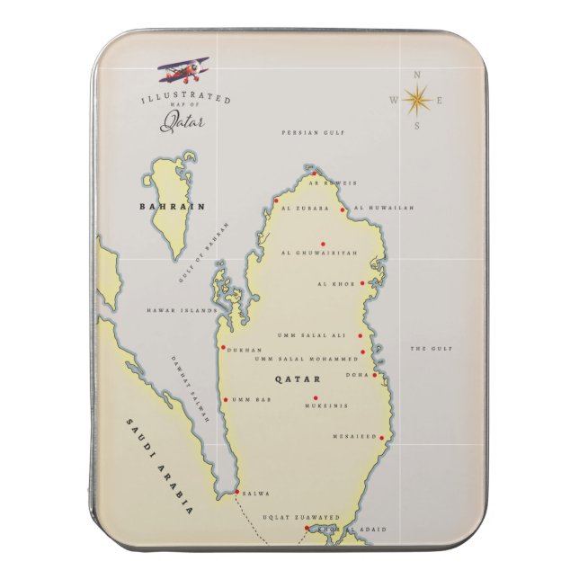 Illustrated map of Qatar Jigsaw Puzzle (Lid Vertical)
