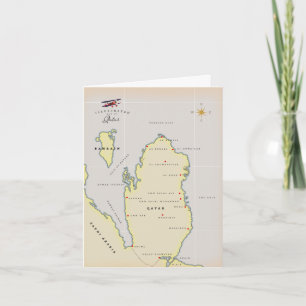 Illustrated map of Qatar Note Card
