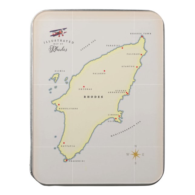 Illustrated map of Rhodes. Jigsaw Puzzle (Lid Vertical)