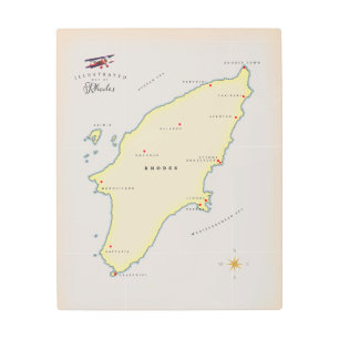 Illustrated map of Rhodes. Metal Print