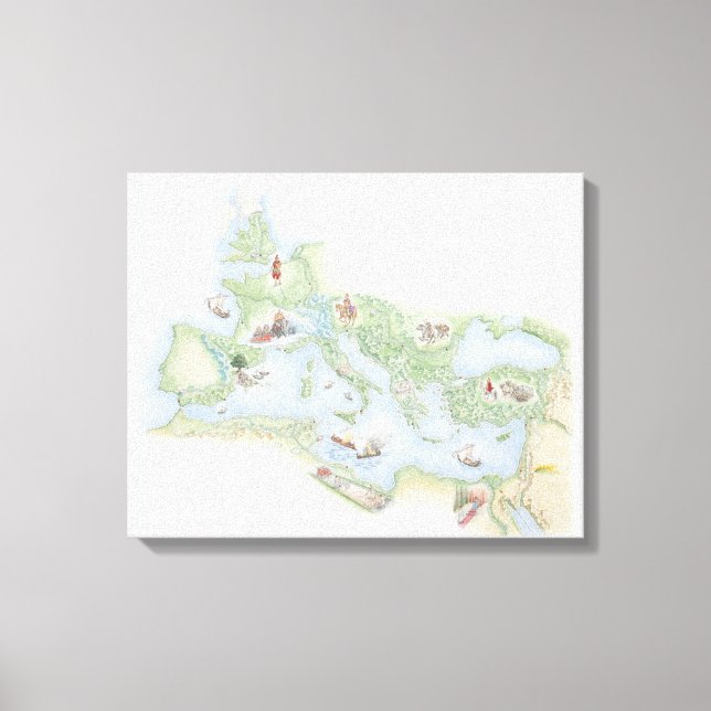 Illustrated map of Roman Empire Canvas Print (Front)