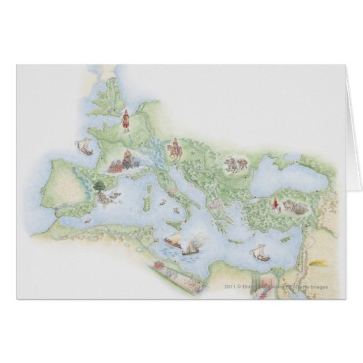 Illustrated map of Roman Empire Cards (Front Horizontal)